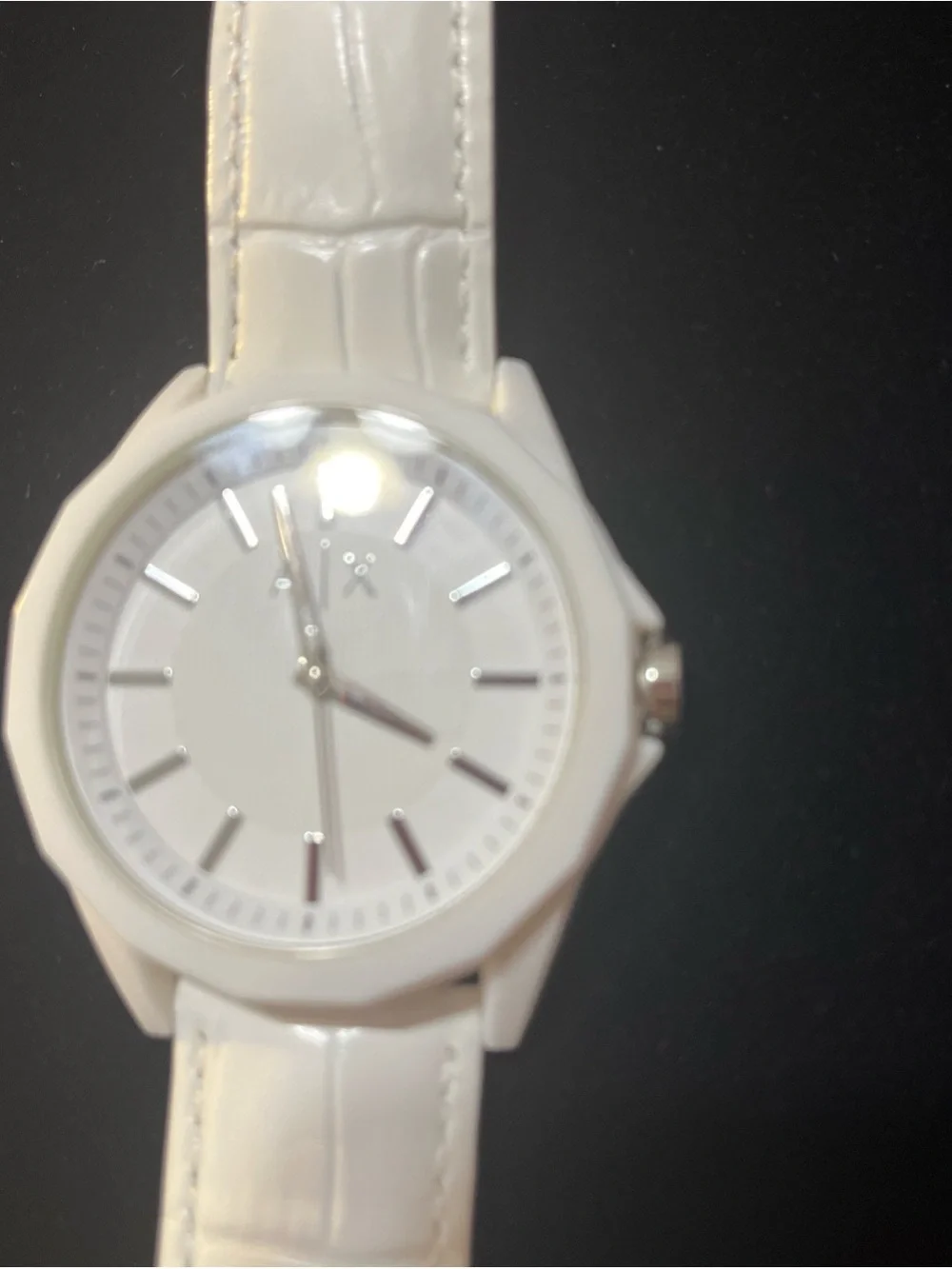 Emporio Armani White Analog Watch with Silver Markers